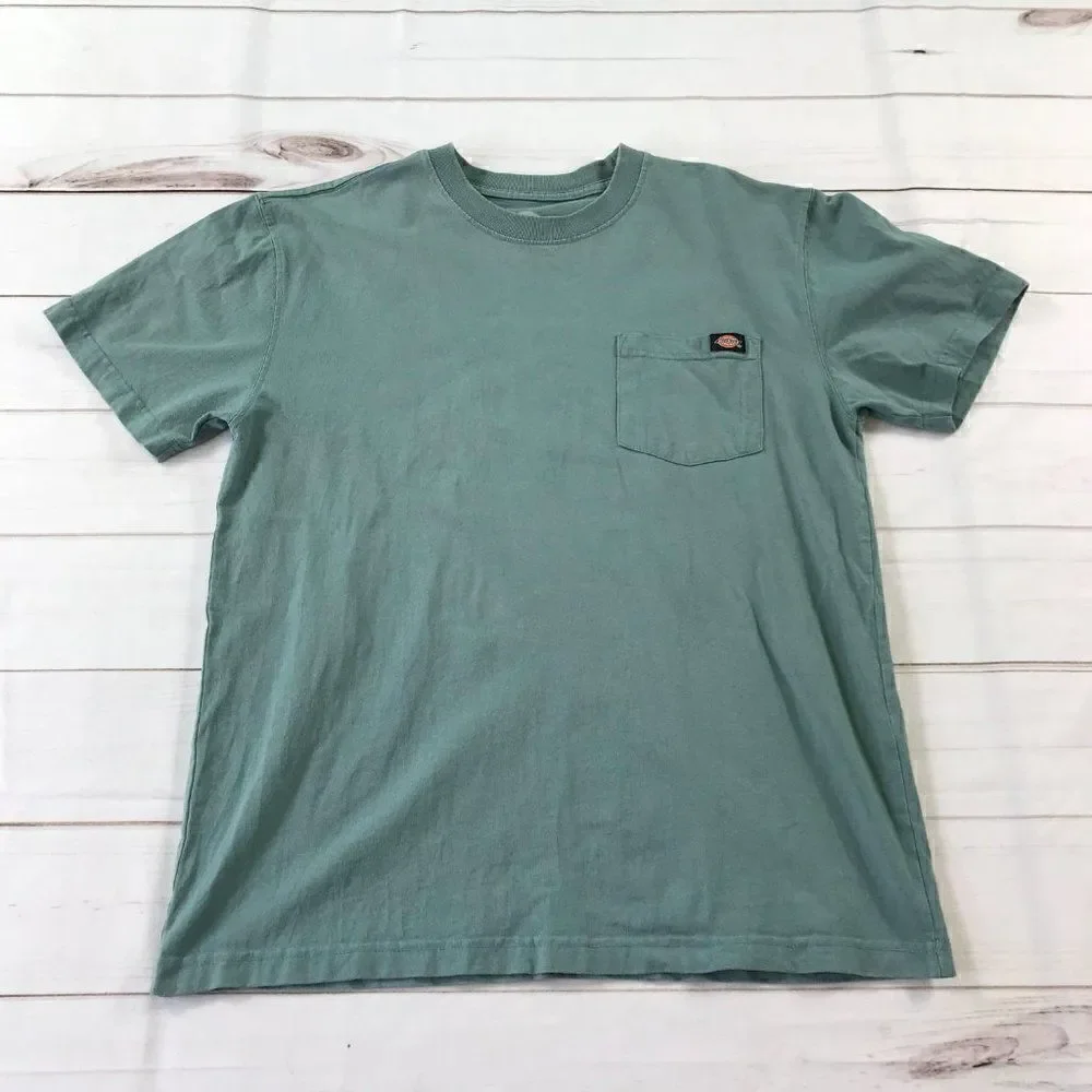 Dickies Men's Heavy Weight Crew Neck Dockside Blue Shirt Medium